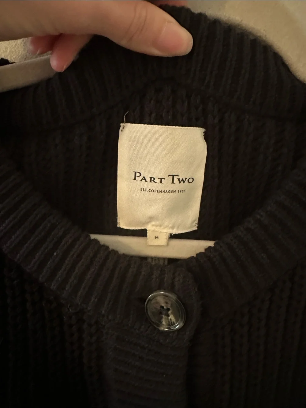 Part Two Ribbed Button-Front Knit Vest in Navy - Picture 4 of 4